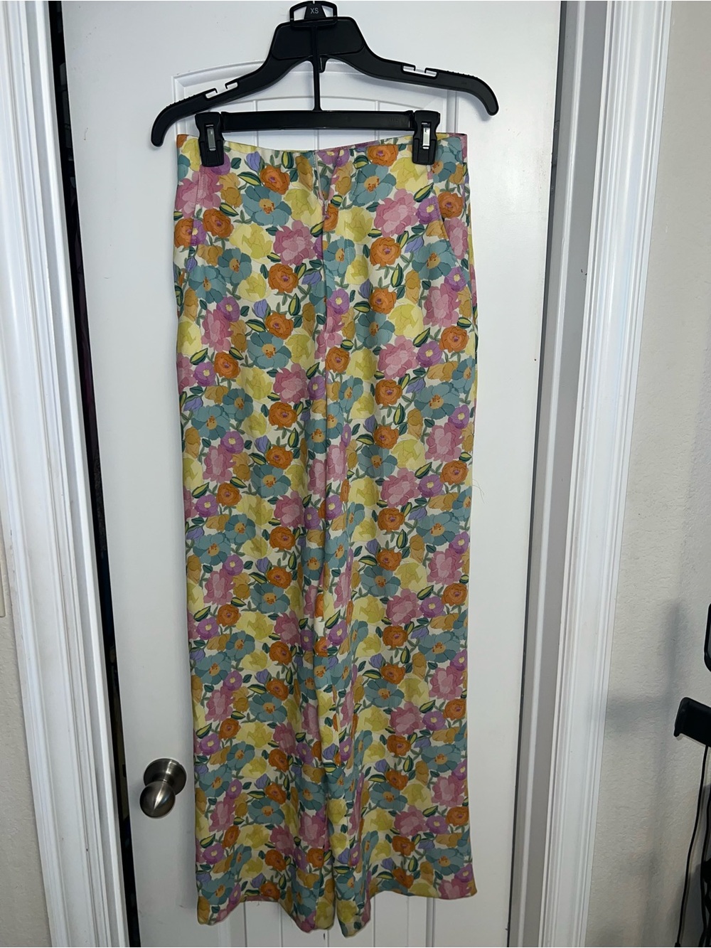 Zara Floral Wide-Leg High Waisted Trousers in Yellow, Pink, Blue